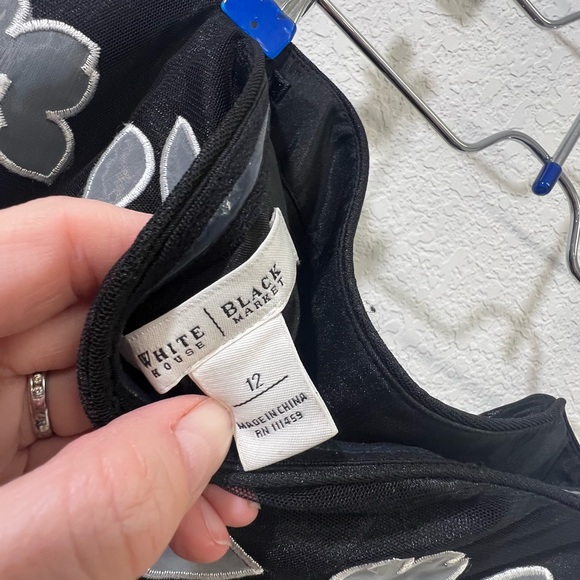 White House Black Market WHBM Strapless Black and Grey Floral Dress 12 - Picture 8 of 8